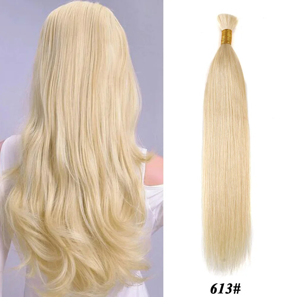 100% Real Human Hair Bulk Blonde no Weft Honey Hair Bulks Vietnamese Virgin Hair Straight Weaving Hair for Braiding Khamik Shop Online