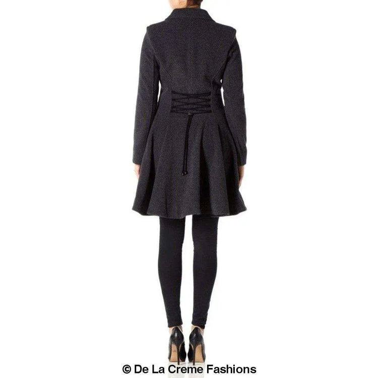 Wool Blend Fit And Flare Double Breasted Skater Coat (1102) Rose Eleusis