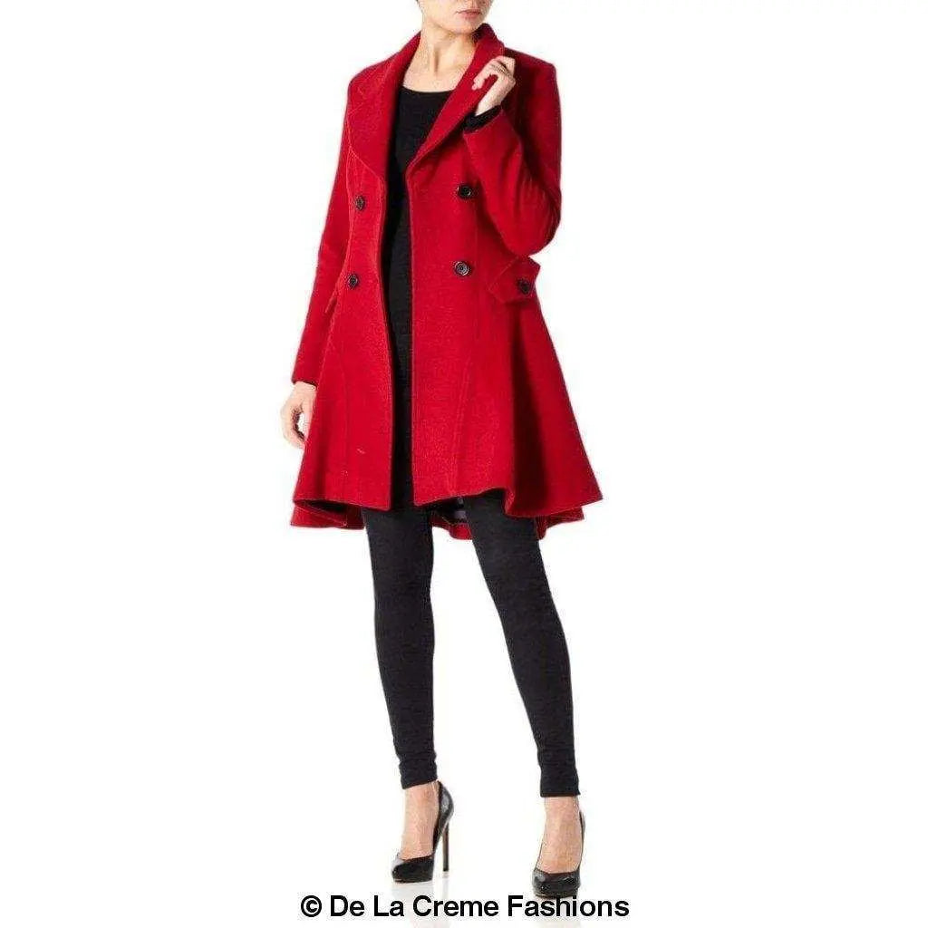 Wool Blend Fit And Flare Double Breasted Skater Coat (1102) Rose Eleusis