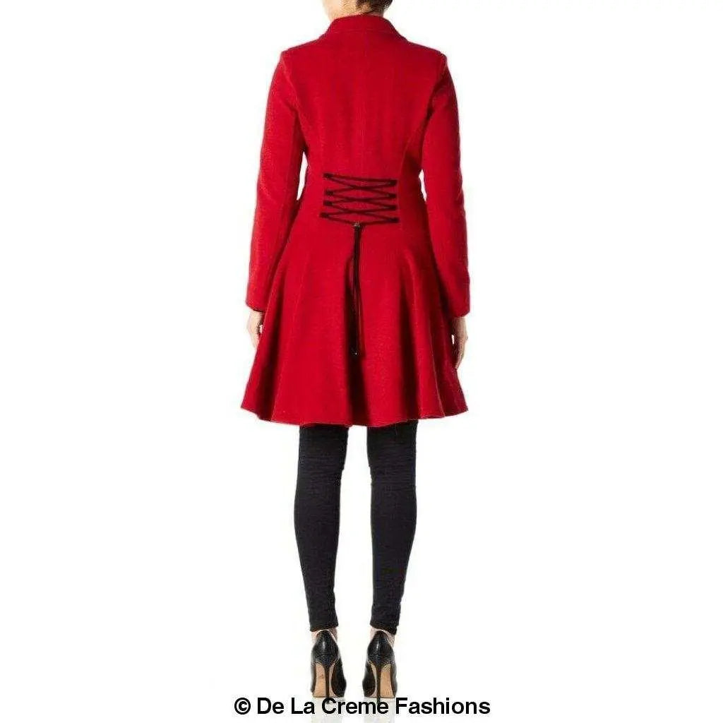 Wool Blend Fit And Flare Double Breasted Skater Coat (1102) Rose Eleusis