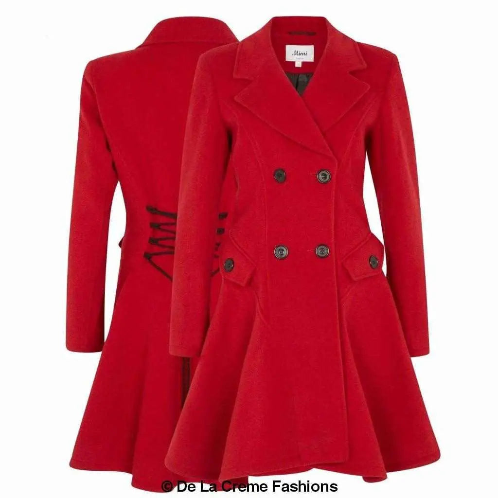 Wool Blend Fit And Flare Double Breasted Skater Coat (1102) Rose Eleusis