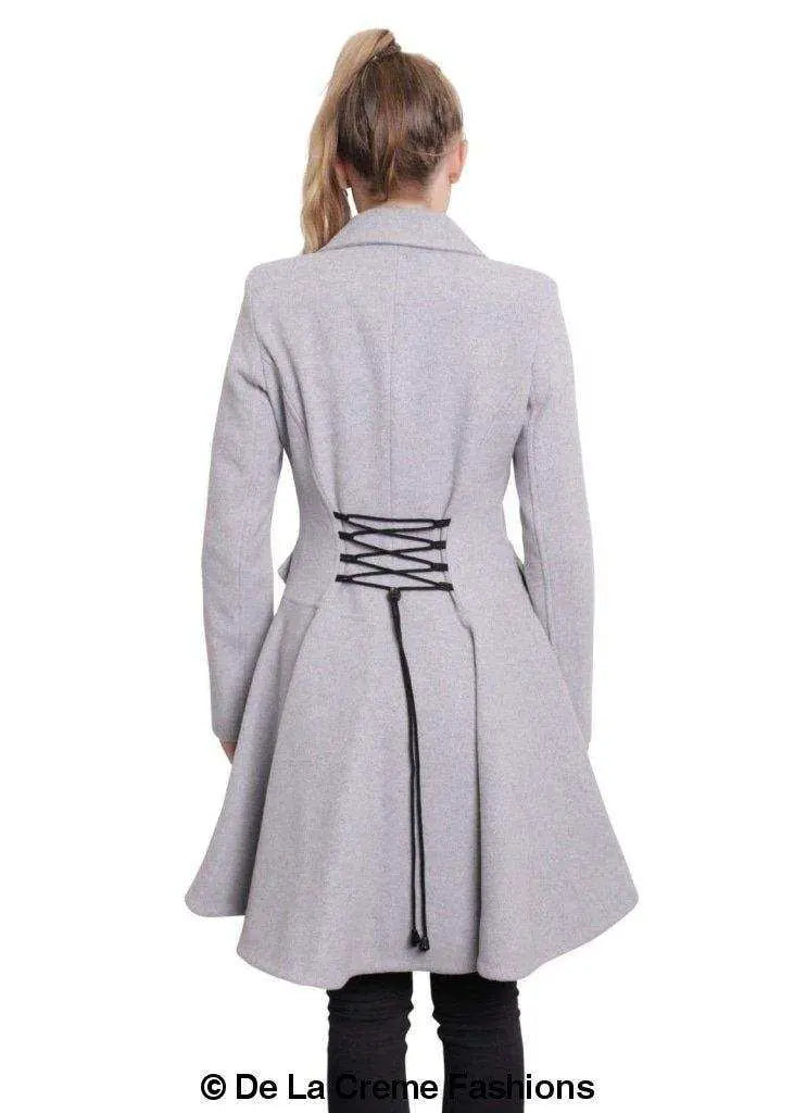 Wool Blend Fit And Flare Double Breasted Skater Coat (1102) Rose Eleusis