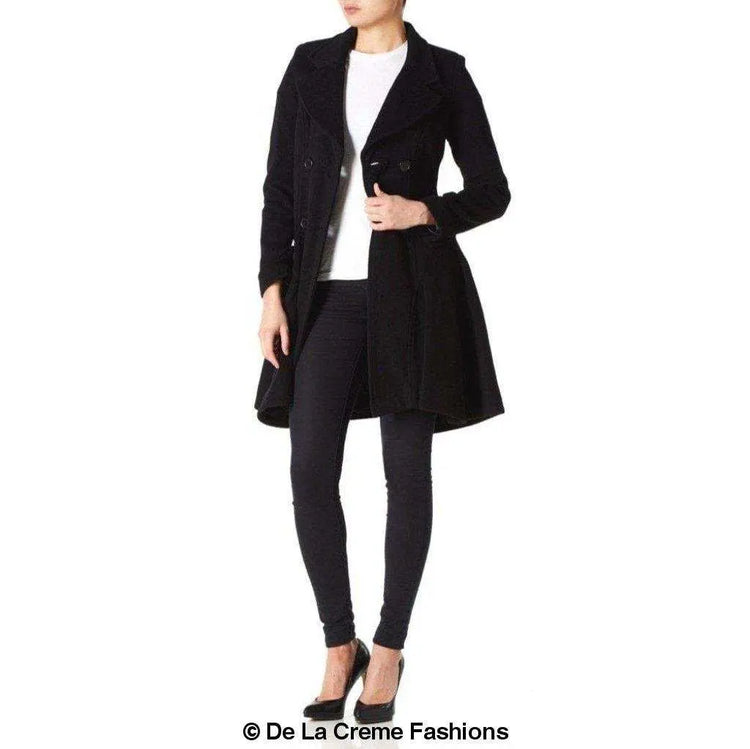 Wool Blend Fit And Flare Double Breasted Skater Coat (1102) Rose Eleusis