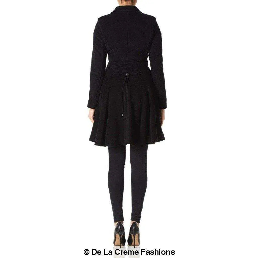 Wool Blend Fit And Flare Double Breasted Skater Coat (1102) Rose Eleusis