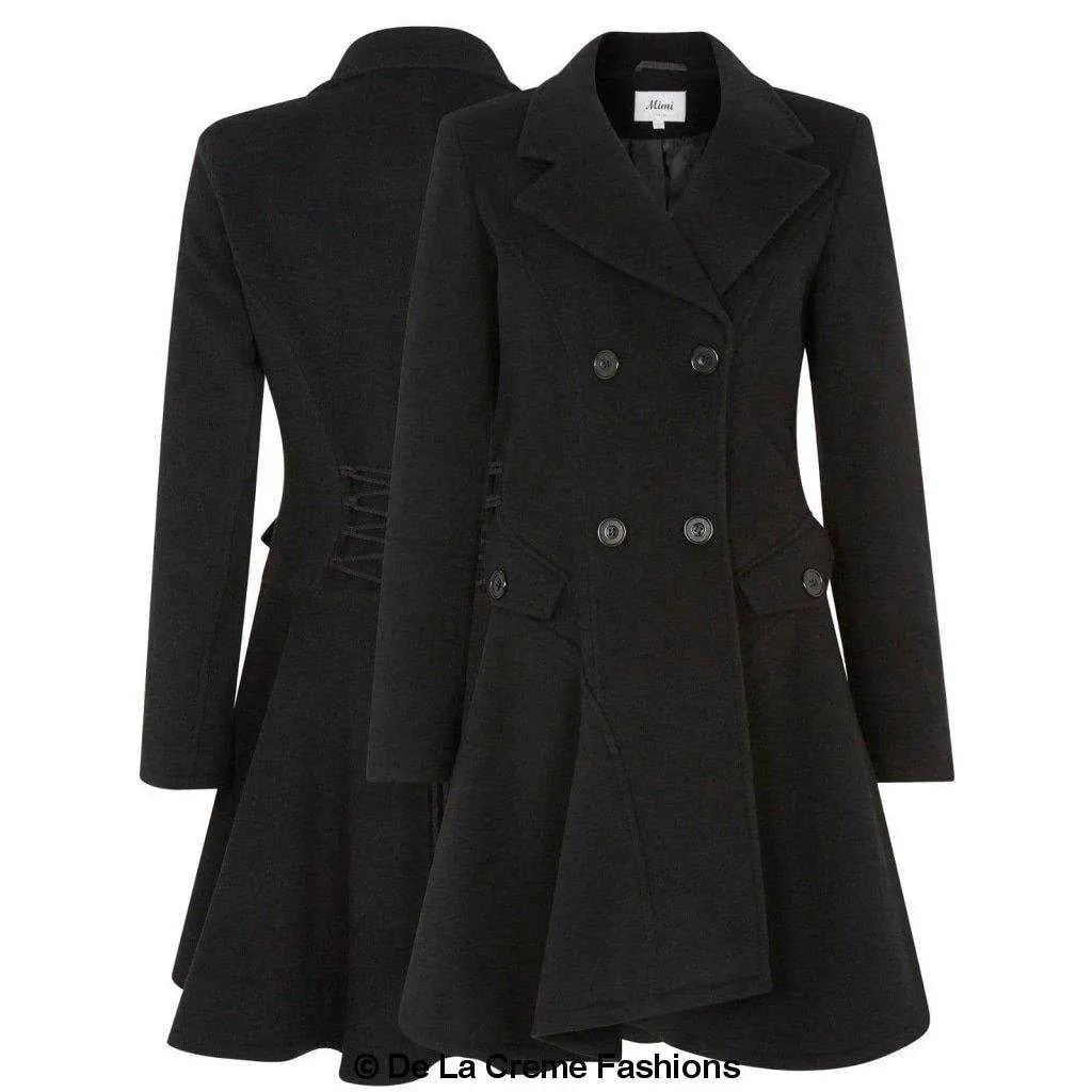 Wool Blend Fit And Flare Double Breasted Skater Coat (1102) Rose Eleusis