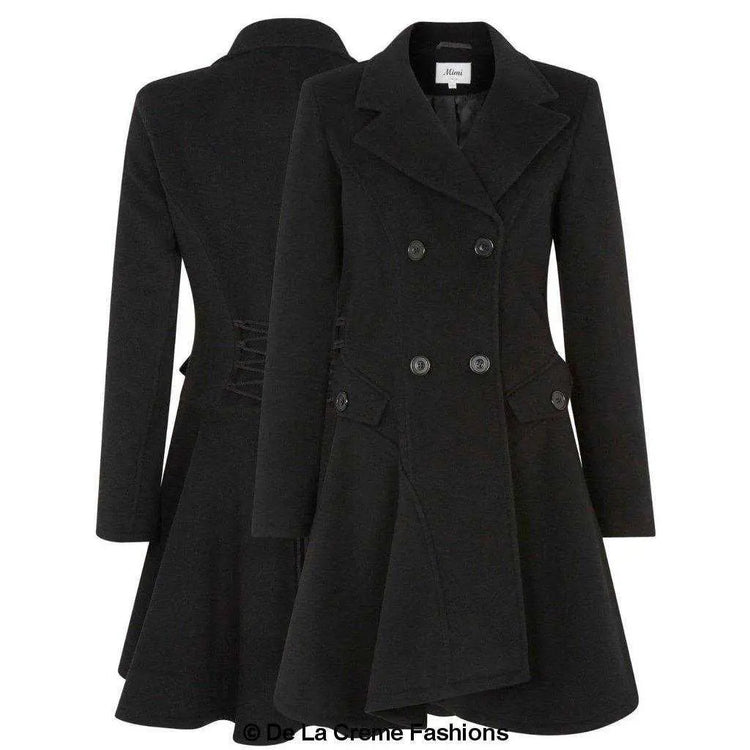 Wool Blend Fit And Flare Double Breasted Skater Coat (1102) Rose Eleusis