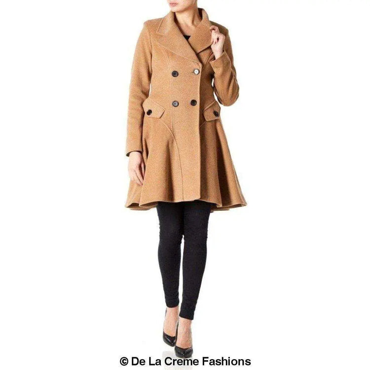 Wool Blend Fit And Flare Double Breasted Skater Coat (1102) Rose Eleusis