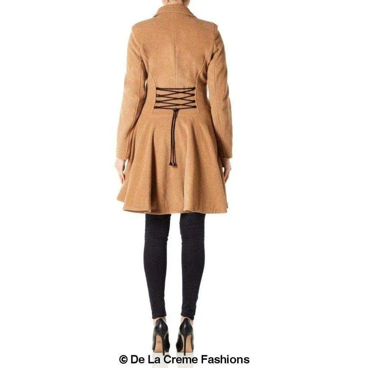 Wool Blend Fit And Flare Double Breasted Skater Coat (1102) Rose Eleusis