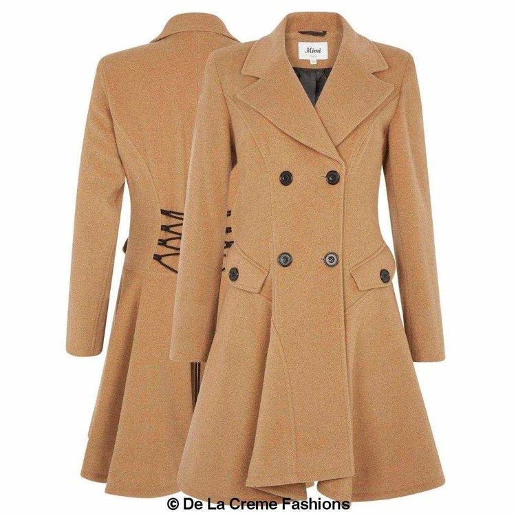 Wool Blend Fit And Flare Double Breasted Skater Coat (1102) Rose Eleusis