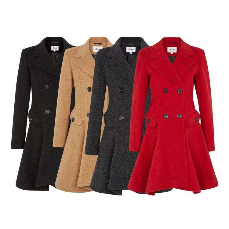 Wool Blend Fit And Flare Double Breasted Skater Coat (1102) Rose Eleusis