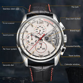 PAGANI DESIGN New PD-3306 Chronograph Men Watch Top Brand Classic Leather Waterproof Quartz Wristwatch for Man Gift Reloj Hombre Khamik Shop Online