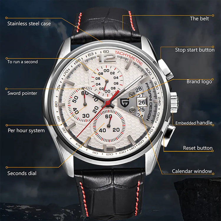 PAGANI DESIGN New PD-3306 Chronograph Men Watch Top Brand Classic Leather Waterproof Quartz Wristwatch for Man Gift Reloj Hombre Khamik Shop Online