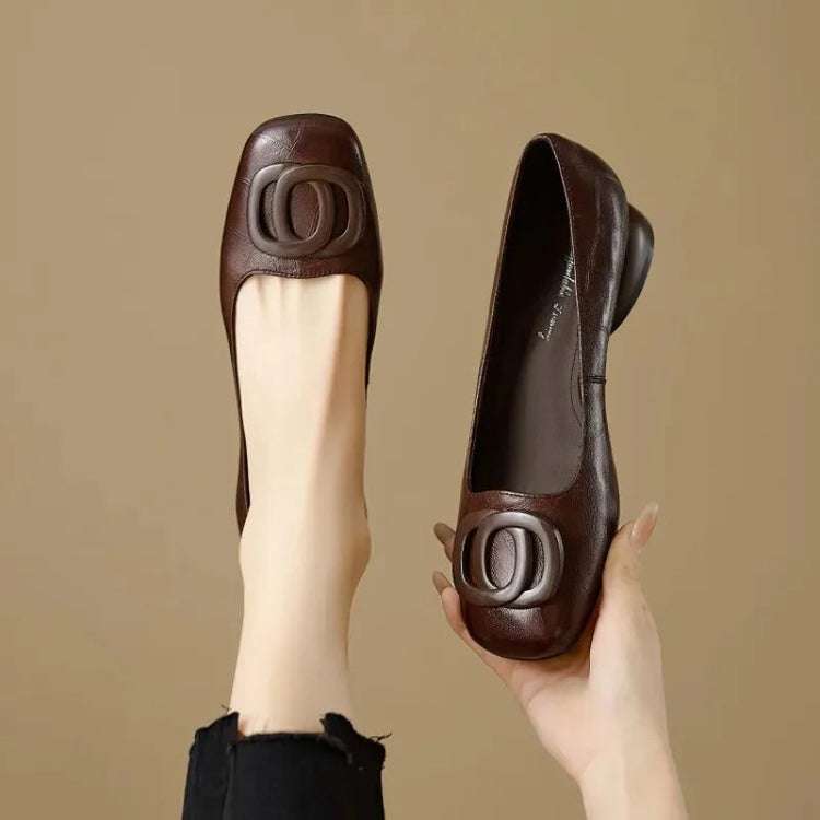 French Style Women Shoes Pumps Leather Shoes for Women Square Head Fashion Shoes Woman Footwear Khamik Shop Online