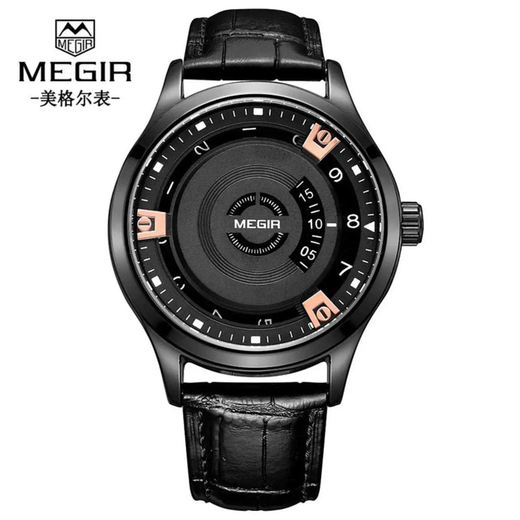 MEGIR Men Watches Luxury Leather Strap Sport Military Watch Male Clock Waterproof Casual Quartz Wristwatch Reloj Hombre 1067 Khamik Shop Online