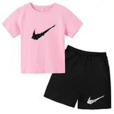 Summer Brand White T-shirt+Shorts Two-piece Set Kids New Clothing Fashion Letter Boy Girl3-13Yrs Sports Short-sleeved Casual Set Khamik Shop Online