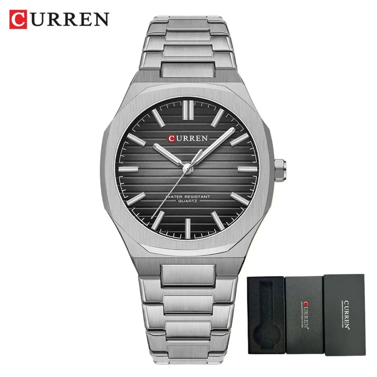 CURREN 8456 Business Quartz Stainless Steel Strap Watch Square Dial Casual Style Wristwatch with Waterproof Function Khamik Shop Online