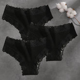 3Pcs Cotton Lace Patchwork Bikini Panties Women Seamless Floral Print Brazilian Pants Low Waist Breathable Female Sexy Lingerie Khamik Shop Online