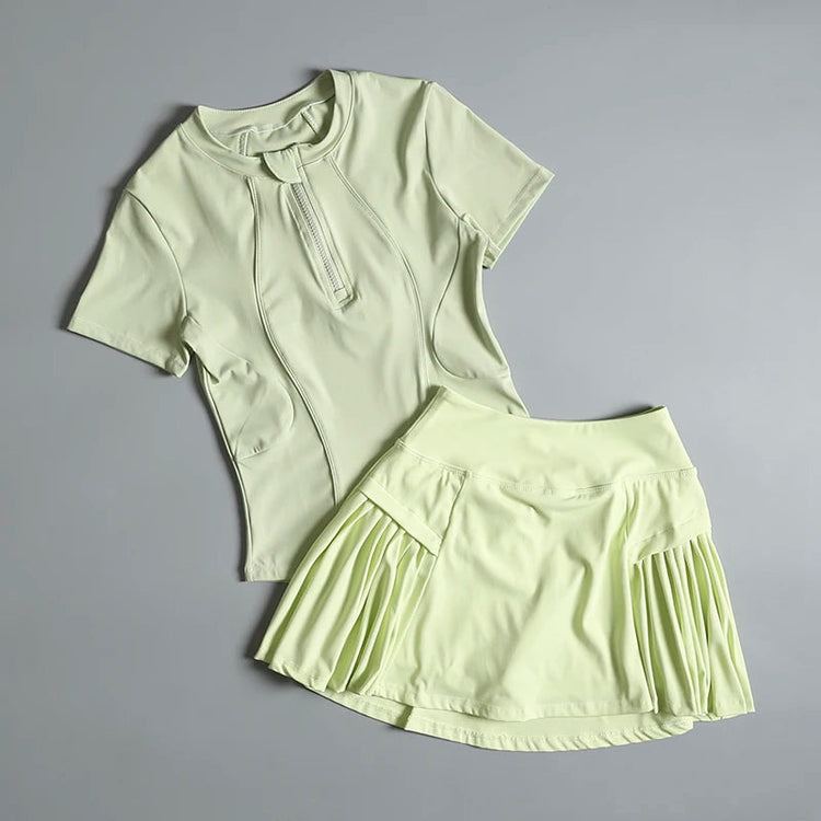 Running sports suit for women 2025 summer new high-end tennis semi-zipper yoga top badminton fitness suit Khamik Shop Online