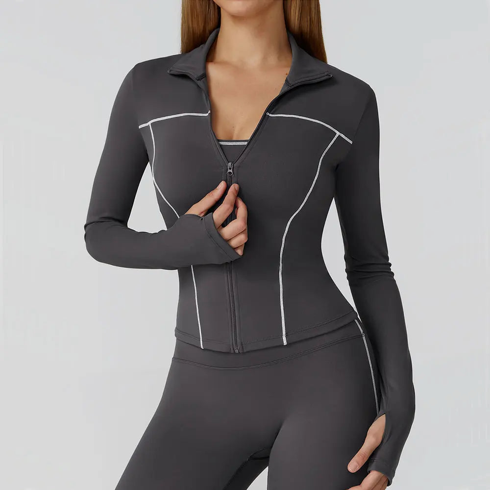 Yoga Clothes Women Sport Jacket Running Long Sleeve Shirt Sports Jackets Top Workout Coat Gym Training Clothing Workout Yoga Top Khamik Shop Online