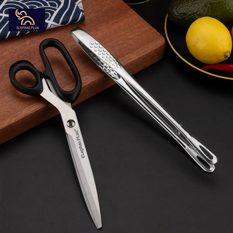 Stainless Steel Grill Shear Multifunctional Barbecue Scissors Food Vegetable Meat Scissor Kitchen Gadget Peferct for BBQ Camping Khamik Shop Online