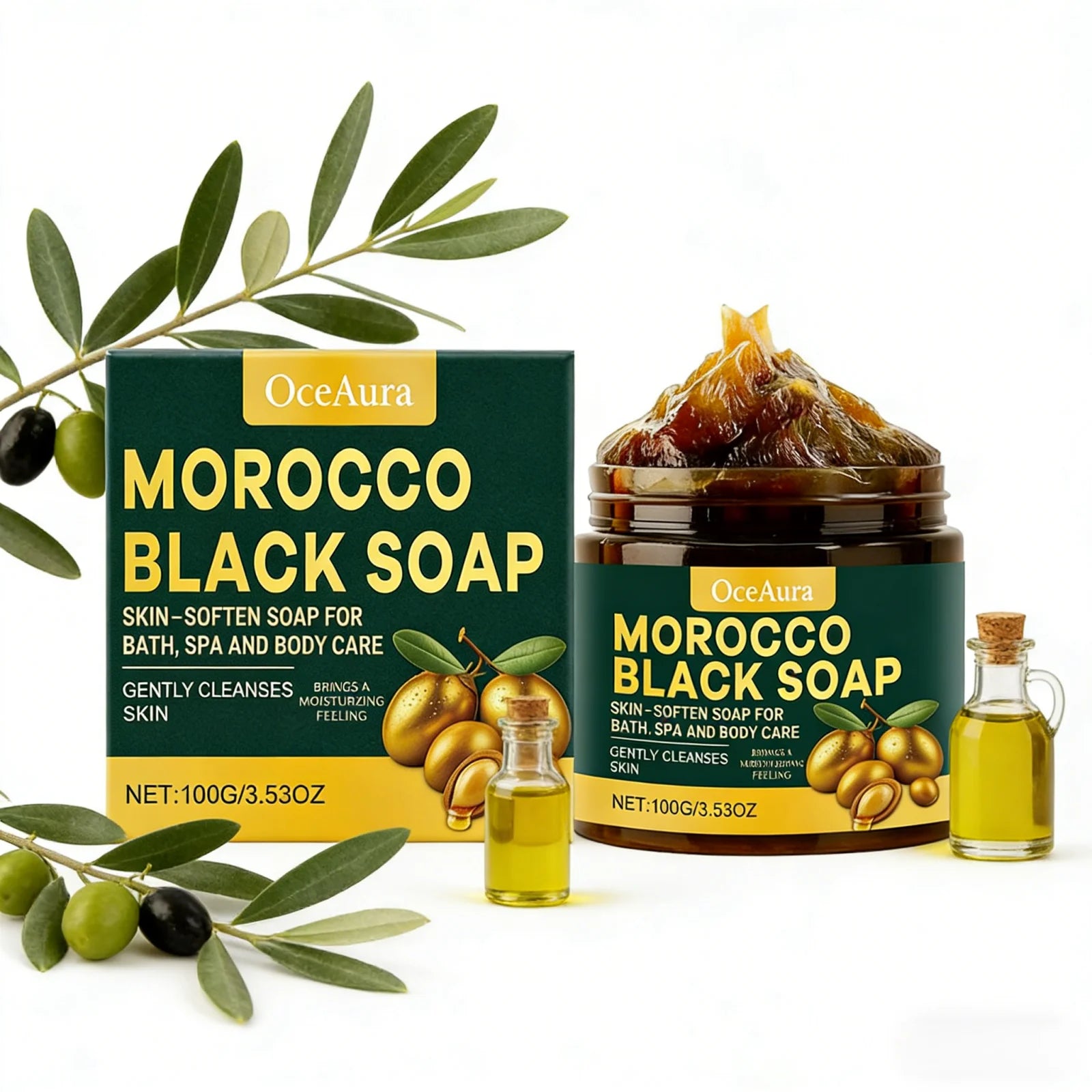 Morocco Black Soap Deep Cleaning Remove Dead Skin Cells Gentle Care Body Moisturizing Brighten Skin Smoothing Soap 100G