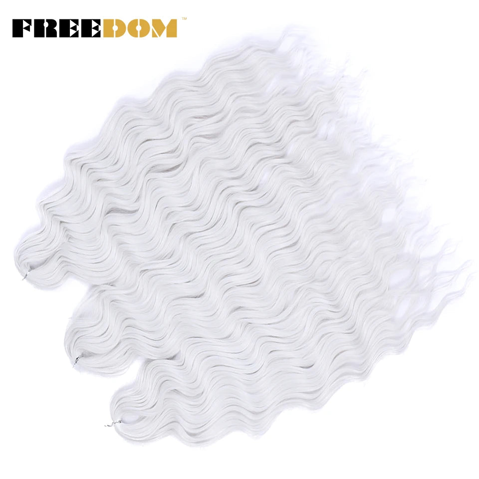FREEDOM Synthetic Curly Braiding Hair Extensions 24 Inch/60 cm Long Deep Wavy Twist Crochet Braids Hair Ombre Brown Rainbow Hair Khamik Shop Online