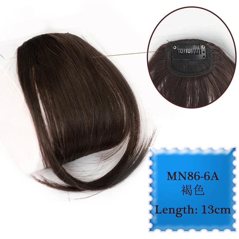 Synthetic Hair Clip In Bangs Brown Colored Invisible Front Fringes Clip in Hair Air Bangs Natural Black Fake Hair Bangs For Girl Khamik Shop Online