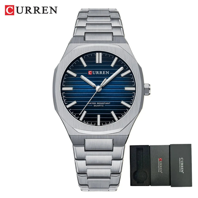 CURREN 8456 Business Quartz Stainless Steel Strap Watch Square Dial Casual Style Wristwatch with Waterproof Function Khamik Shop Online