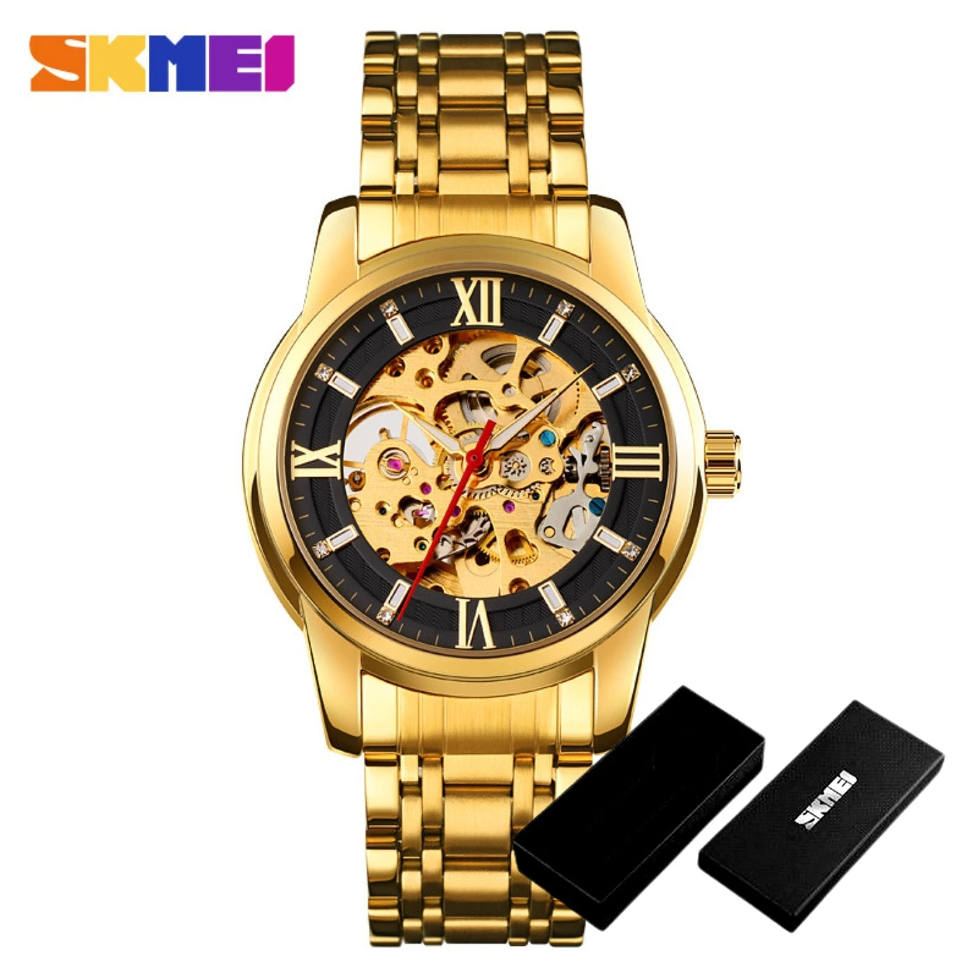 Fully Automatic Mechanical Watch Men Stainless Steel Circular Single Folding Buckle Metal Hollow Spiral Watch Reloj Hombre Khamik Shop Online
