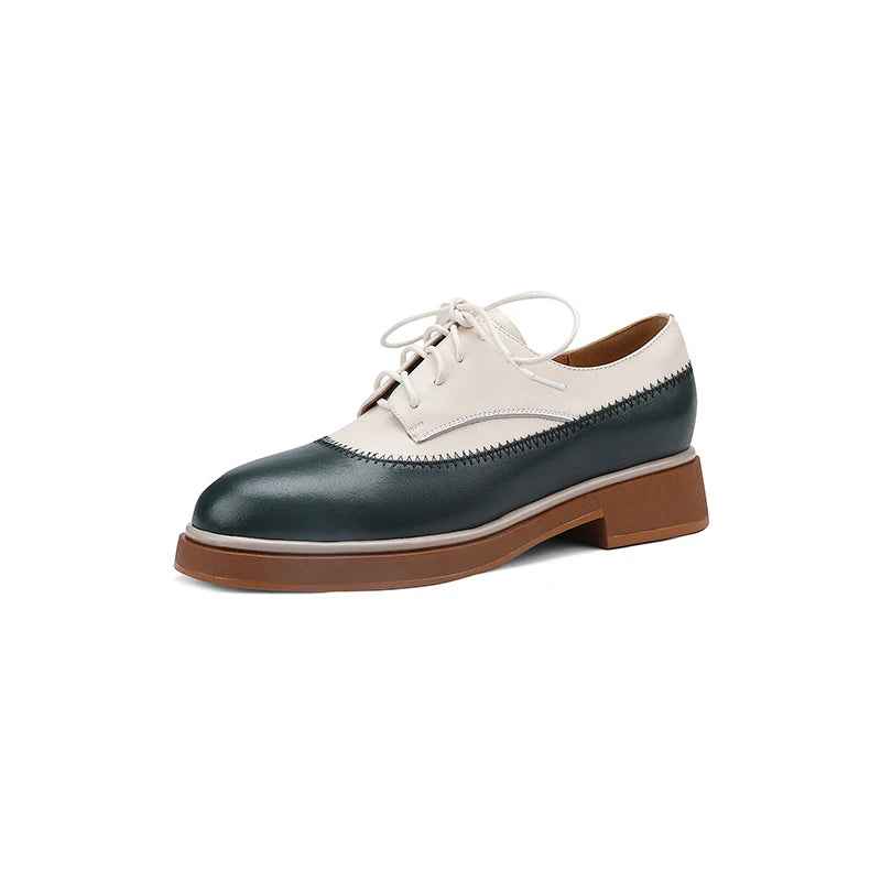 2026 Lace Up Single Women Fashion Platform Shoes Mixed Color Spring Autumn Casual Shoes Women Genuine Leather Pumps Women Shoes Khamik Shop Online