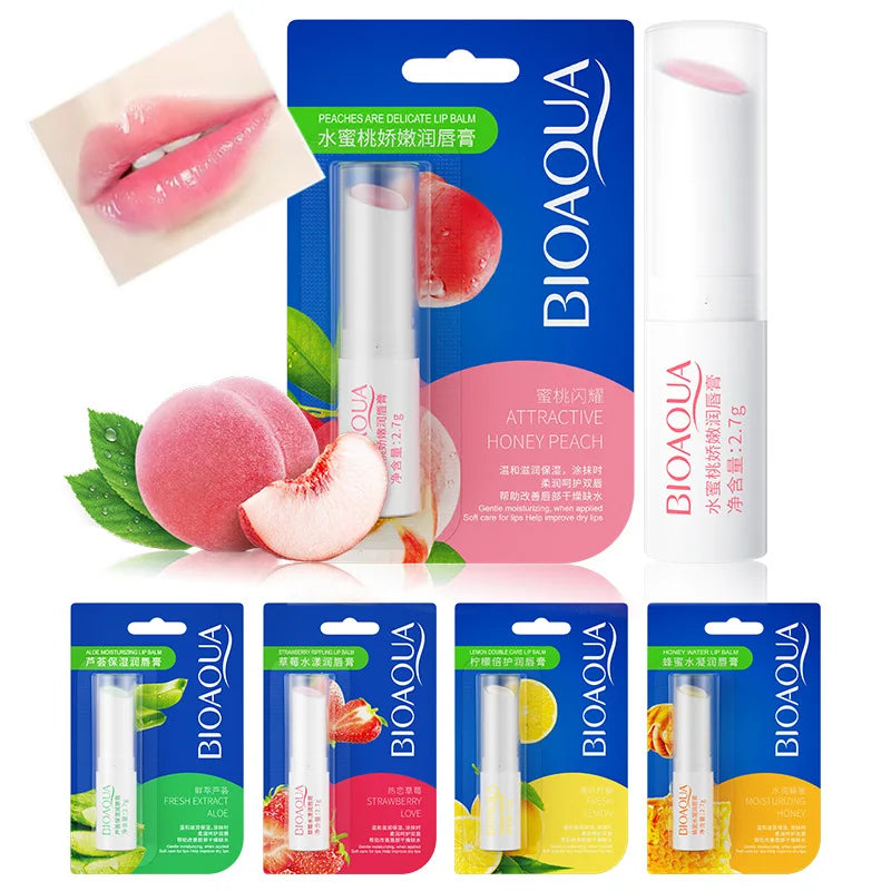 BIOAQUA Natural Fruits Lip Balm Moisturizing Jelly Nourishing Skin Care Lipstick Non-Stick Long-Lasting Lips Care Cosmetics