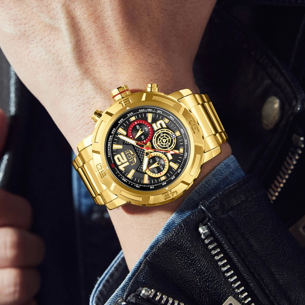 Fashion Luxury Watch for Men Top Brand Big Dial Waterproof Quartz Men'S Watches Stainless Band Calendar Clocks Wristwatches