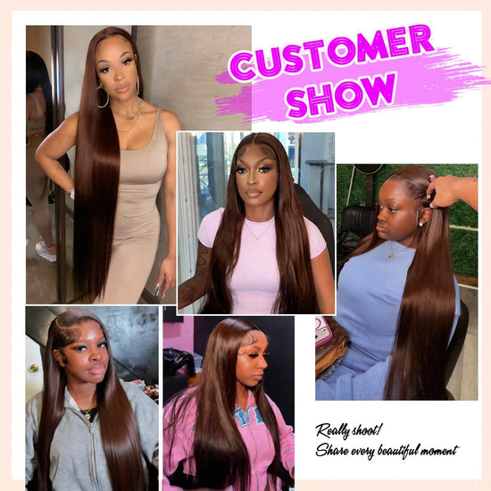 HD Chocolate Brown 13x4 Straight Lace Front Wig Brazilian 13x6 Full Lace Frontal Wigs For Women Remy Human Hair Wig Pre Plucked Khamik Shop Online