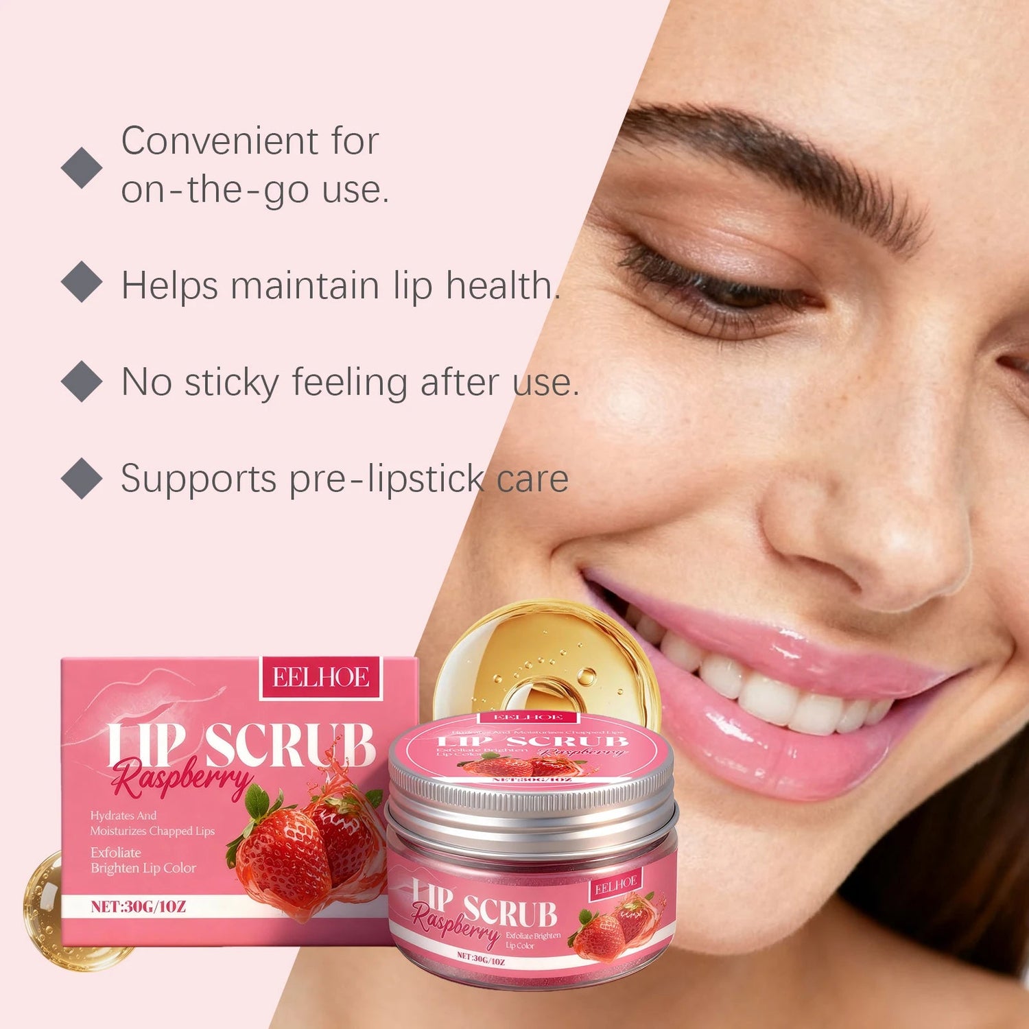 Strawberry Lip Scrub Exfoliating Preventing Drying Cracking Improve Dullness Remove Dead Skin Moisturizing Brightening Lip Care Khamik Shop Online