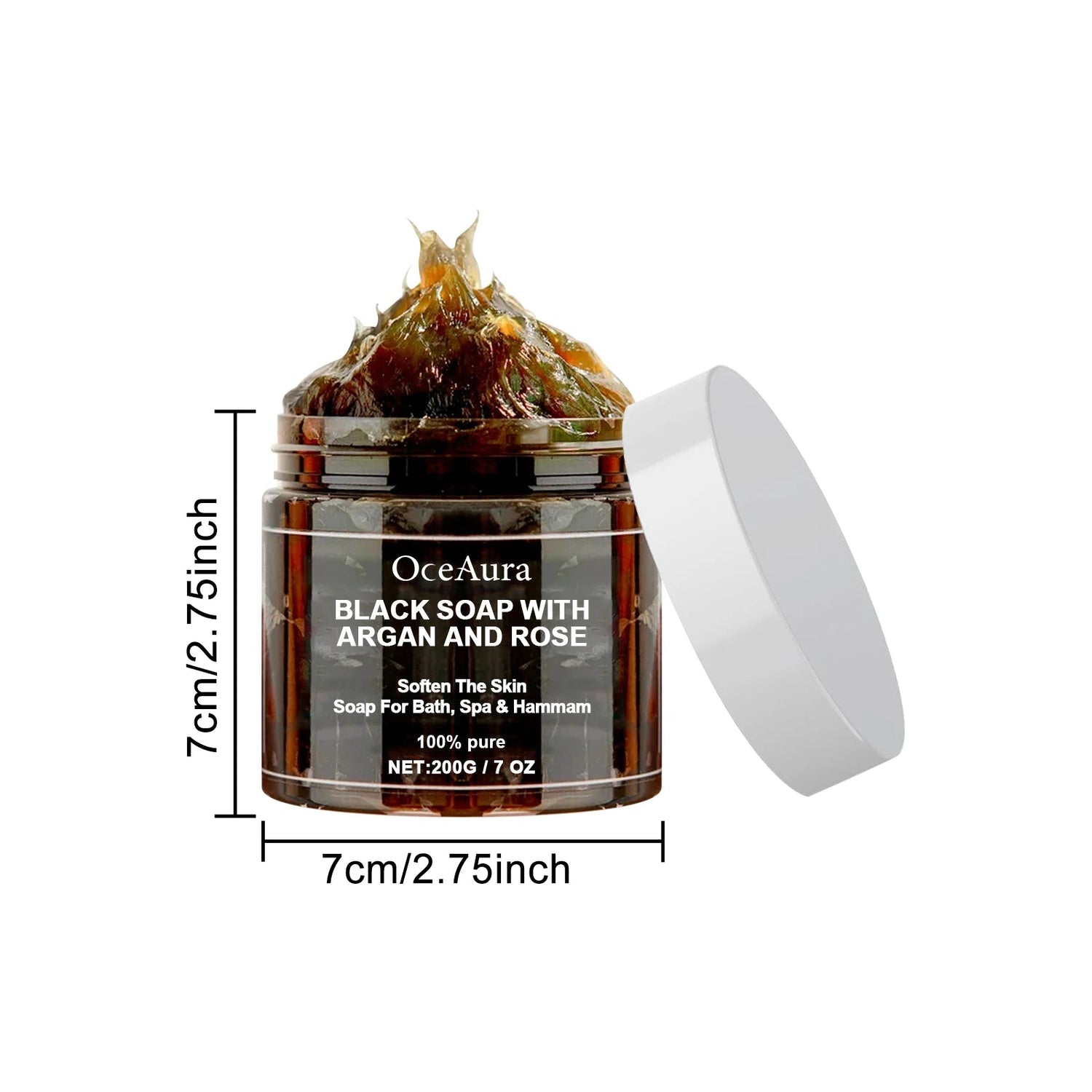OCEAURA Black Soap With Argan And Rose Black Beldi Soap Ideal For Dead Skin Remover Body Scrub Purifying Deep Cleansing 200g Khamik Shop Online