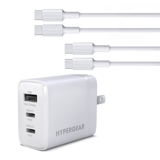 HyperGear 45W USB-C PD PPS Tri-Port GaN Fast Wall Charger Sky Iapetus