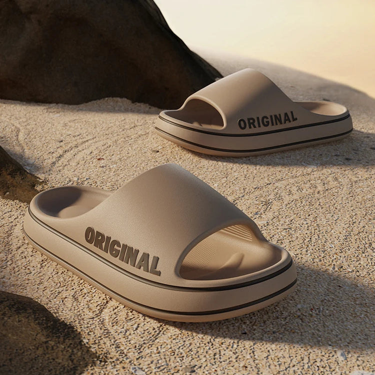 Mens Thick Sole Indoor Bathroom Anti Slip Shoes Summer Couple Sandals Feslishoet Women Letter Slippers Beach Slides Solid Color Khamik Shop Online