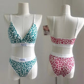 Women Push-Up Bra And Panties Set V-neck Non-wire Bra Low Waist Briefs Female Sexy Lingerie Cotton Leopard Print Underwear Set Khamik Shop Online