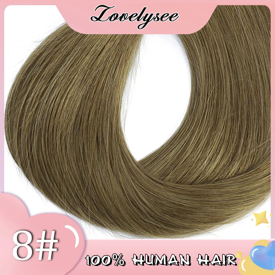 Lovelysee 3/4 Half Wig Human Hair With Clip in Hair Extensions Silky Straight Remy Hair Brown Color Soft 150% 180% Wig For Women Khamik Shop Online
