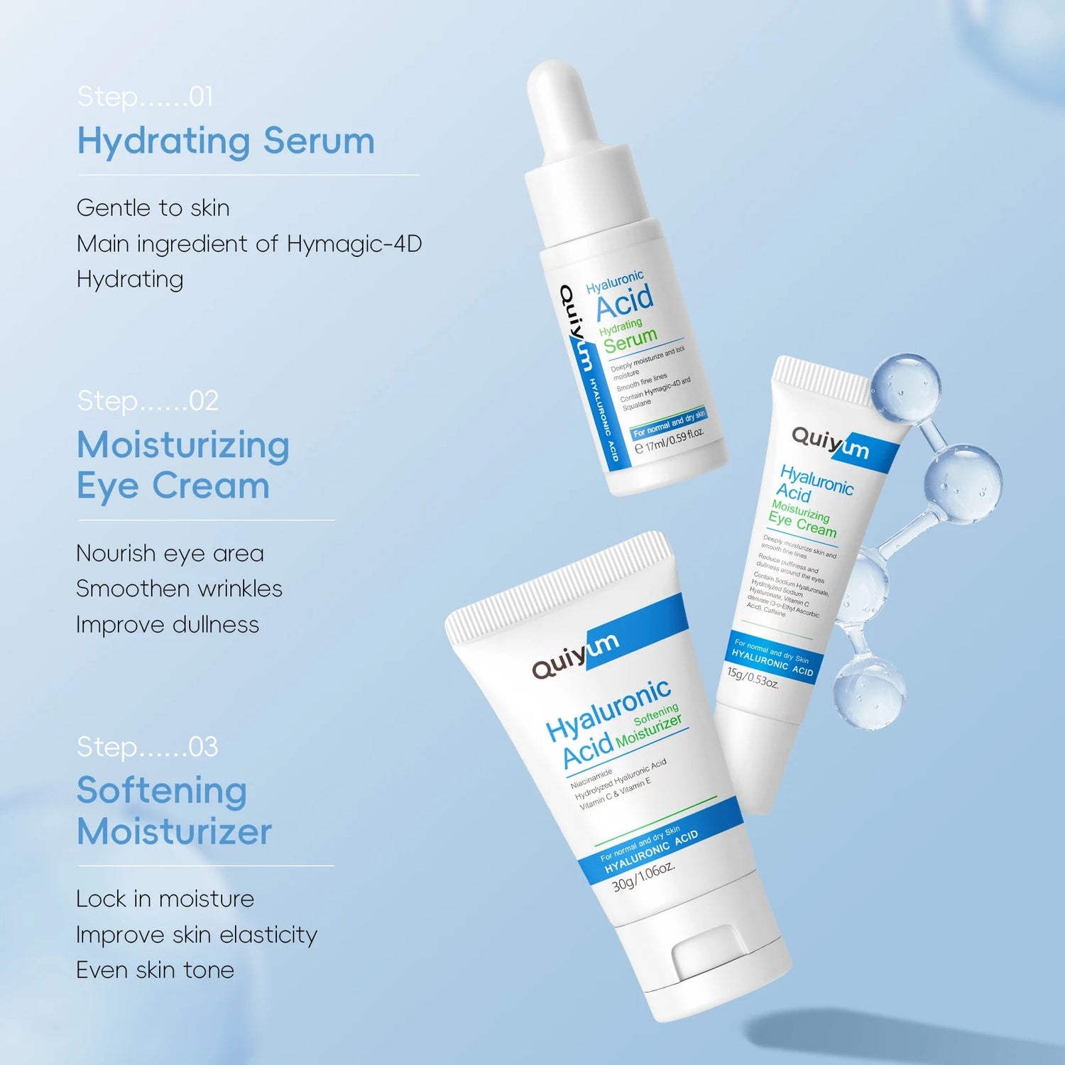 QUIYUM Retinol+Hyaluronic Acid Wrinkle Skincare Set Smooth Wrinkles & Fine Lines Improve Skin Elasticity & Radiance Khamik Shop Online