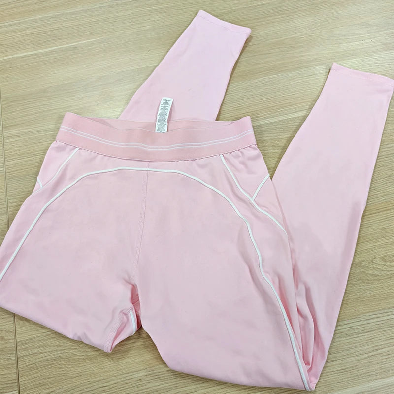Yoga Suit Women Sport Set Pilates Clothing High Waisted Elasticized Leggings Hip Lifting Pants Gather Top Vest Strip Workout Set Khamik Shop Online