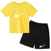 Summer Brand White T-shirt+Shorts Two-piece Set Kids New Clothing Fashion Letter Boy Girl3-13Yrs Sports Short-sleeved Casual Set Khamik Shop Online