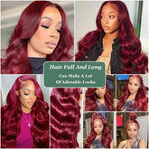 Wine Red Burgundy 99J 40 Inches Long-length 200% High Density 13x6 13x4 HD Transparent Lace Frontal Wig Human Hair Wigs Body Wave Brazilian Hair Pre Plucked For Women Khamik Shop Online