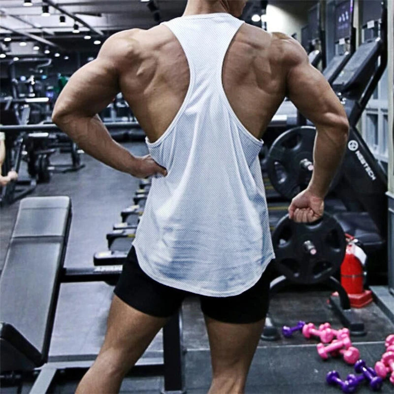 2022 Gym Workout Sleeveless Shirt Men Bodybuilding Running Clothing Fitness Sportswear Muscle For Male Y Back Tank Top Khamik Shop Online