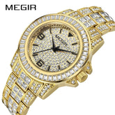 MEGIR Luxury Diamond Watches Unisex Fashion Analog Quartz Watch Bracelet Wristwatch Men Rhinestone Strap Relogios Masculino Khamik Shop Online
