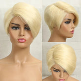 Blond 27 Pixie Cut Bob Wigs Lace Front T Part Human Hair Wigs For Nature Black Dark Brazilian 613 Straight Remy Human Hair Wigs Khamik Shop Online