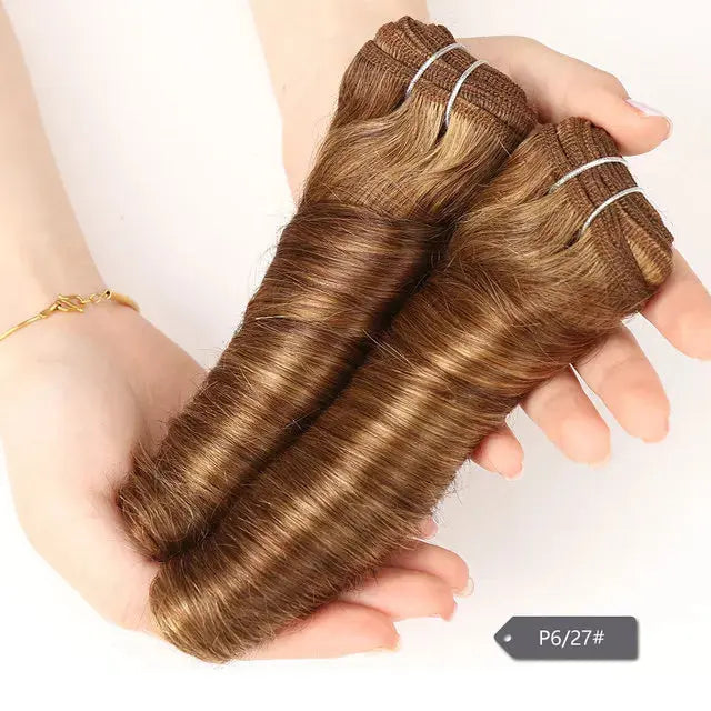 Sleek Double Drawn Loose Wave Color P4/27 P6/27 P1B/30 P4/30 Brazilian Remy Human Hair Bundles 1Pcs Hollywood Wave Hair Bundles Khamik Shop Online