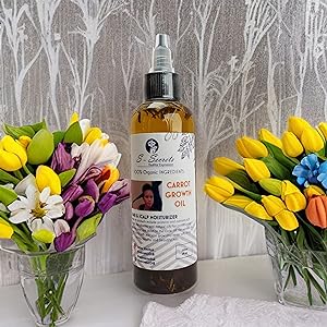 Carrot Hair Growth Oil - 2oz Scalp Stimulator with Herbs, Biotin & Taupe Snowdrop