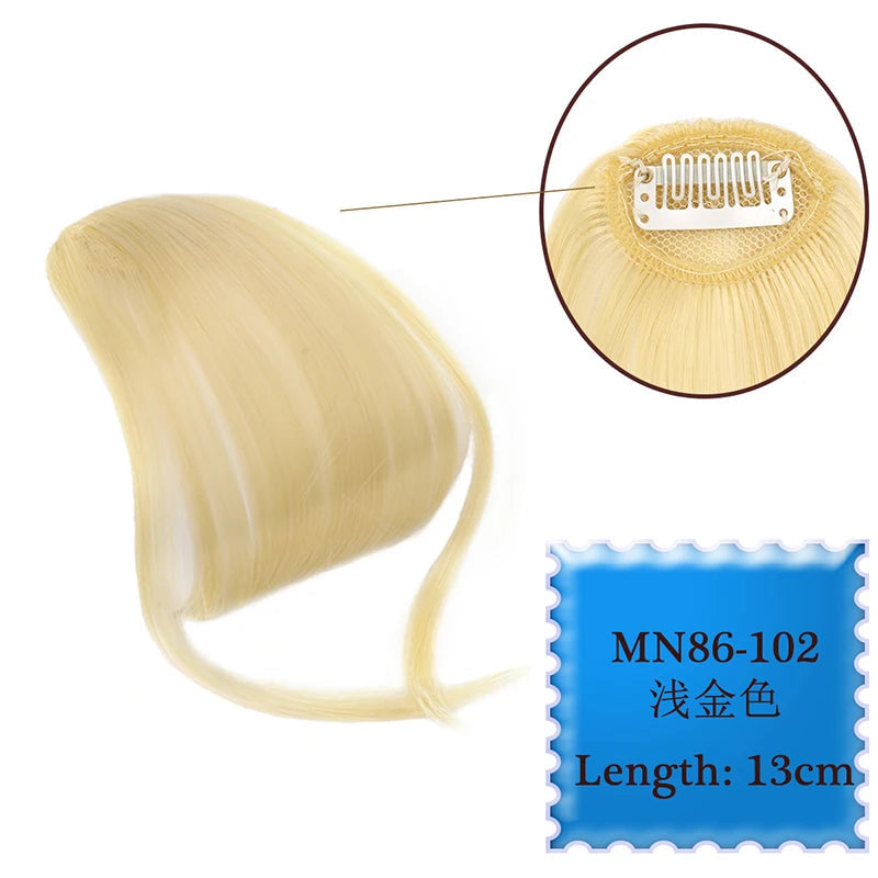 Synthetic Hair Clip In Bangs Brown Colored Invisible Front Fringes Clip in Hair Air Bangs Natural Black Fake Hair Bangs For Girl Khamik Shop Online