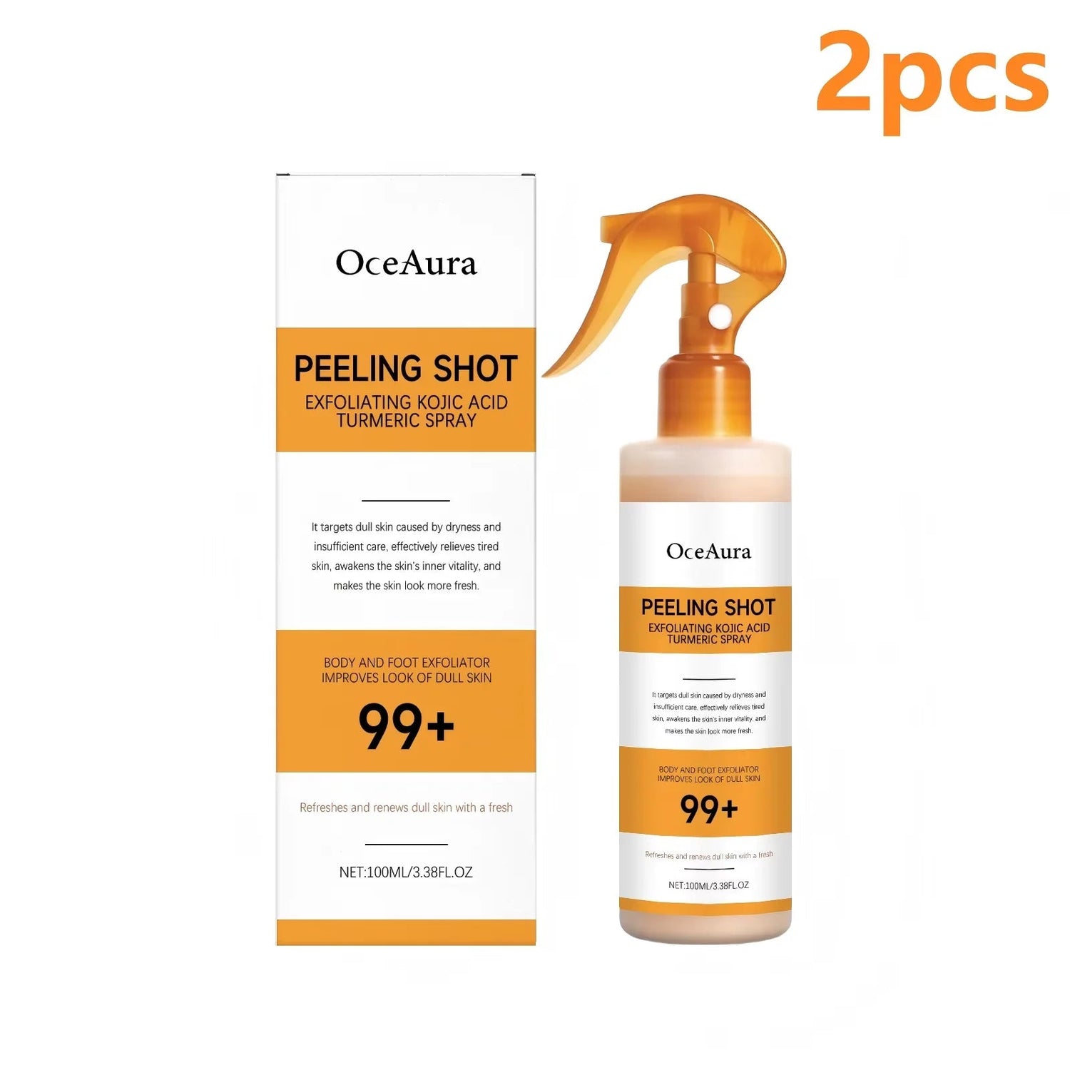 OceAura Peel Shot Kojic Acid Turmeric Spray Moisturizing Skin Brightening AHA PHA Nicotinamide Scrub Body Exfoliant Spray 100ml Khamik Shop Online